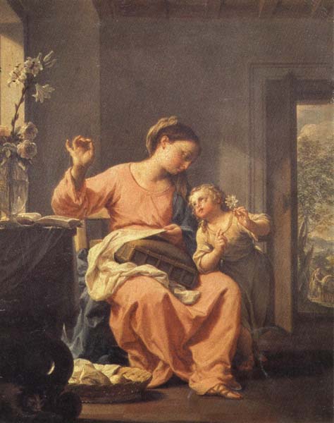 Madonna Sewing with Child